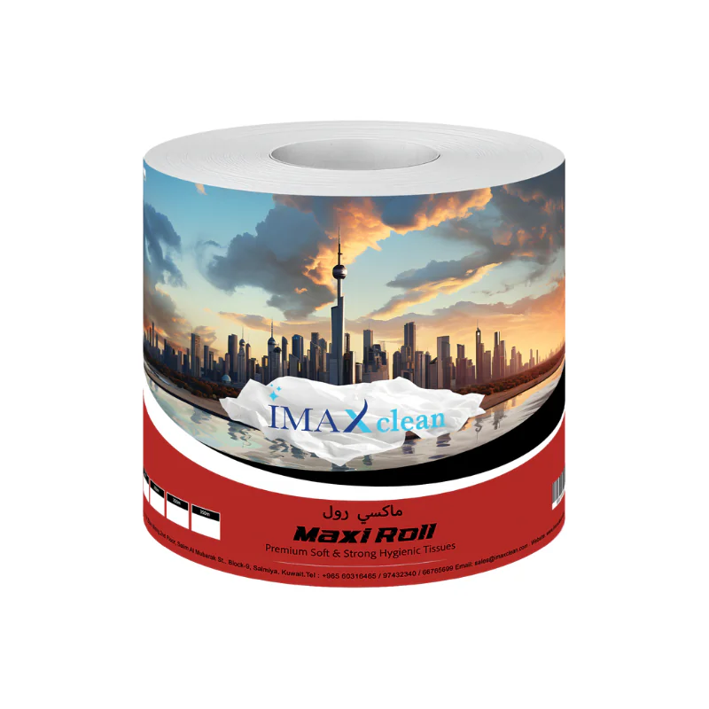 Maxi Roll Lite jumbo paper towel roll for professional cleaning, Imaxclean Kuwait.