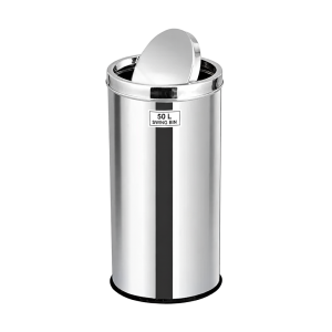 Swing Top Bin 50L stainless steel garbage trash can with lid automatic closure kitchen waste bin storage container