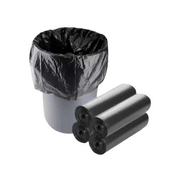Black trash bags with waste bin liner rolls - Imaxclean Kuwait cleaning supplies