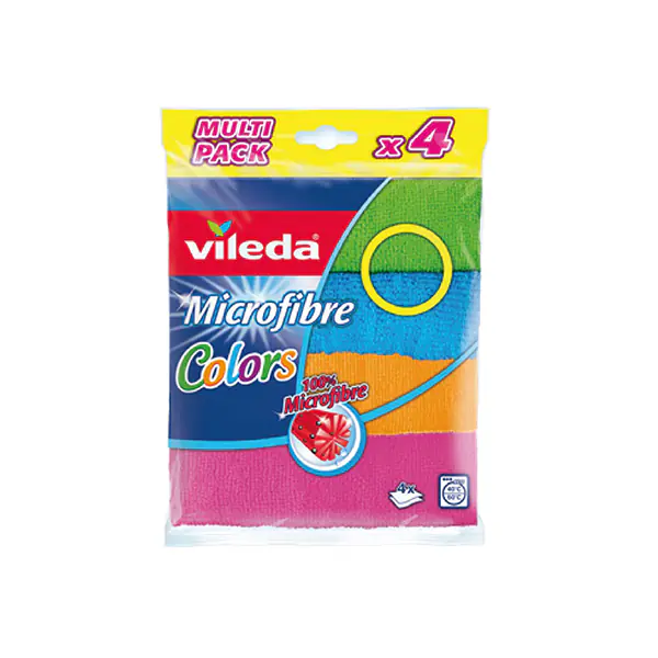 Vileda Microfiber Coloured Towels 4 Pieces Pack - Premium Cleaning Cloth Set Kuwait