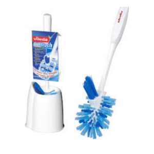 Vileda Power Brush Toilet Brush Set - Red and Blue Bathroom Cleaning Brush with Handle