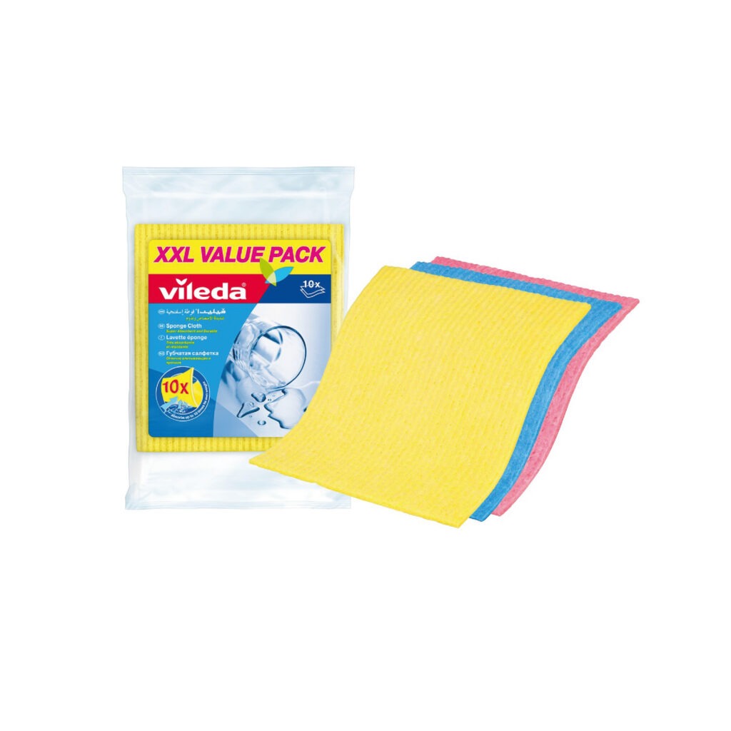 Vileda Sponge Cloth XXL 10 pieces premium kitchen cleaning cloth with scourer side